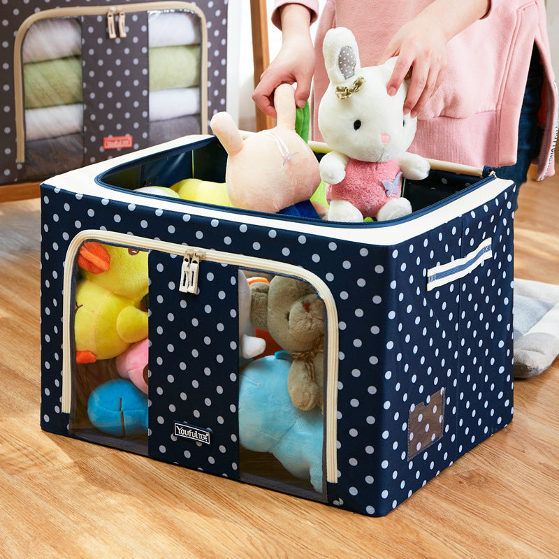 Double window fabric folding storage storage box